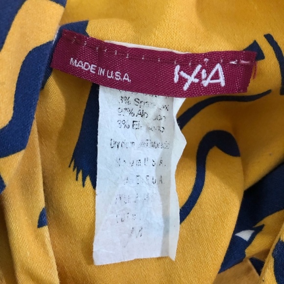 Vintage IXIA Cat Print Mini Dress Yellow Blue Small - Picture 13 of 13